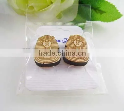 Good Quality HIP HOP WOOD Earrings Egytian Pharaoh Wooden Charm Post Pin Type photo-6
