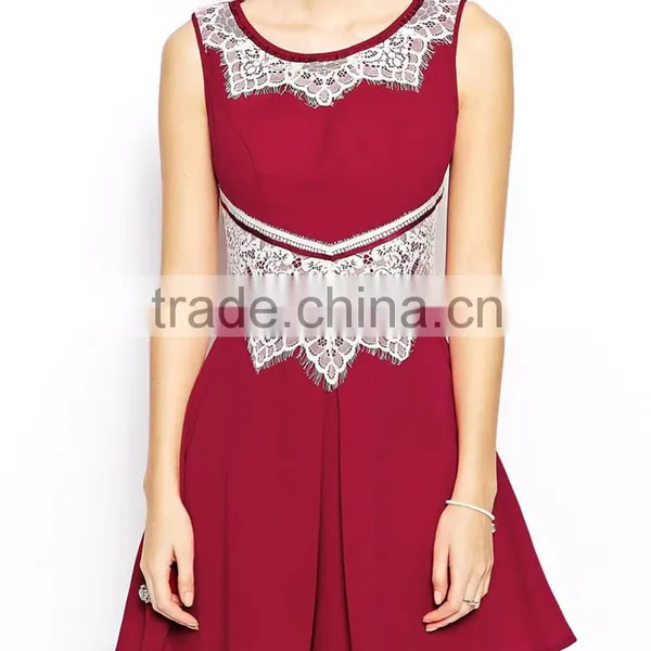 Elegant Red Sleeveless Applique Lace Design Short Puffy Homecoming Dress photo-3