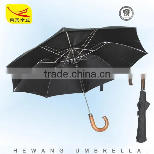 China Two Folding Umbrella Curved Handle