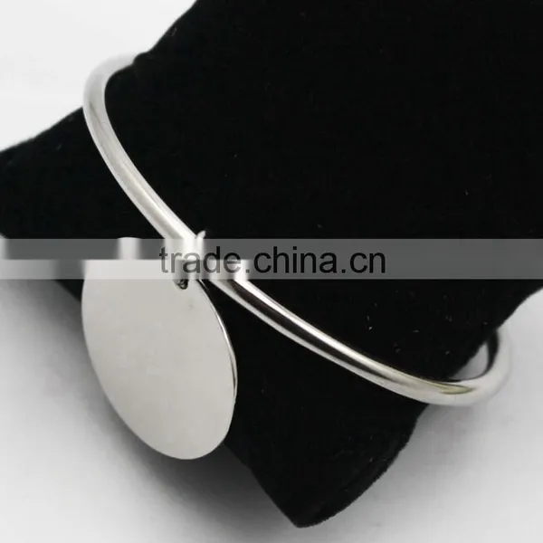 Round Dog Tag Factory Customize Stainless Steel Charm Bracelet Bangle photo-5
