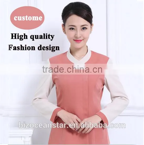 Custom Comfortable Hotel Service Hotel Receptionists Dress Uniform Round Collar of Cultivate One's Morality photo-2