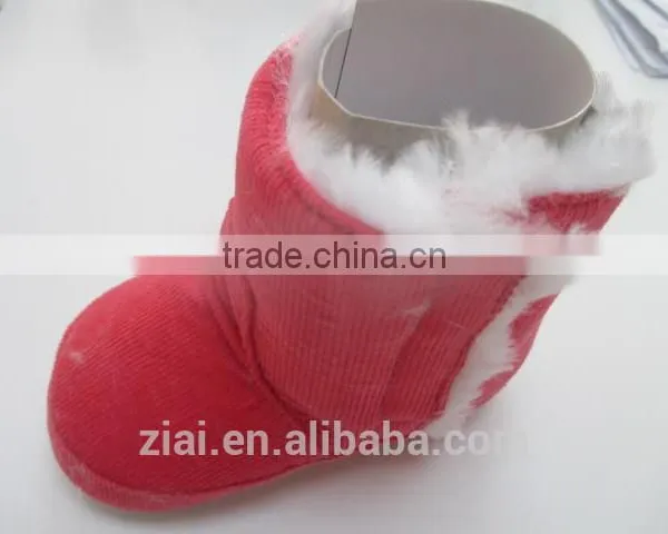 Wholesale Soft Dot Sole Cordury Baby Fabric Shoes Breathable Winter Fur Baby Girl Boots photo-4