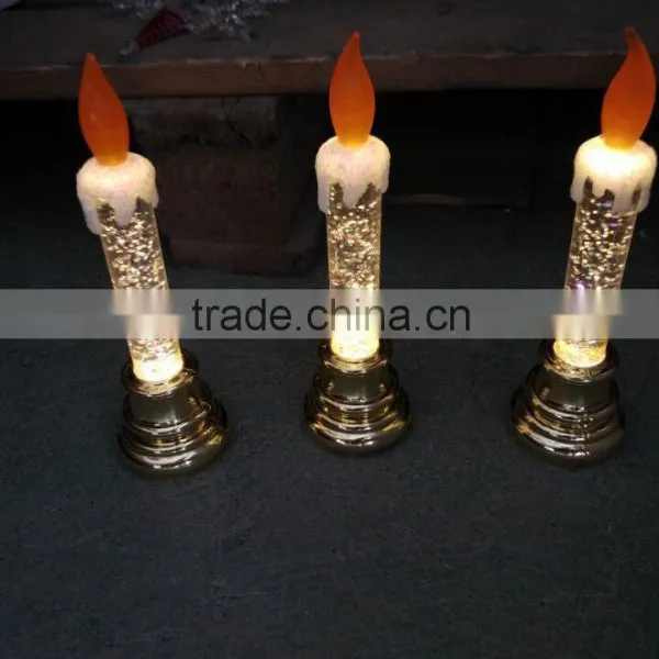 Christmas Decoration Led Pillar Light Set of 3 Water Glitter
