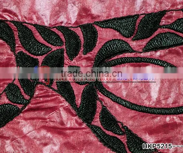 Lace Fabric/black Tree Geometry Plain Embroidery Fabric With Peachblow Basic Fabric From GZ Hongming photo-4