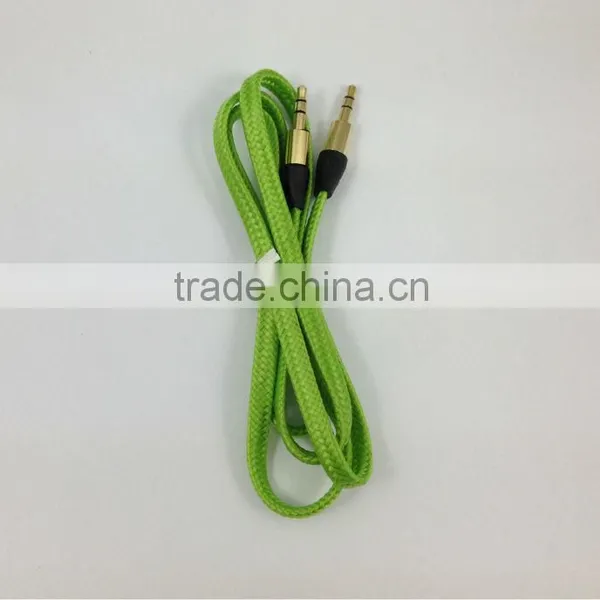 Colored Fabric Braided 3.5mm Flat Auxiliary Cable photo-3