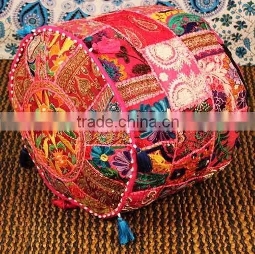 Ethnic Poof Indian Pouf Ottoman Storage Pouf Cover Footstool Bohemian Gypsy Decor photo-3
