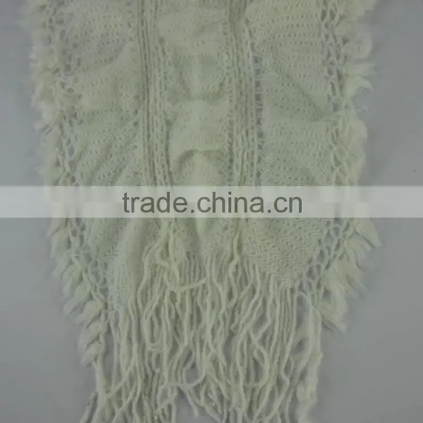 IN STOCK! Wholesale Cheap White Elastic Scarves With Fringes photo-3