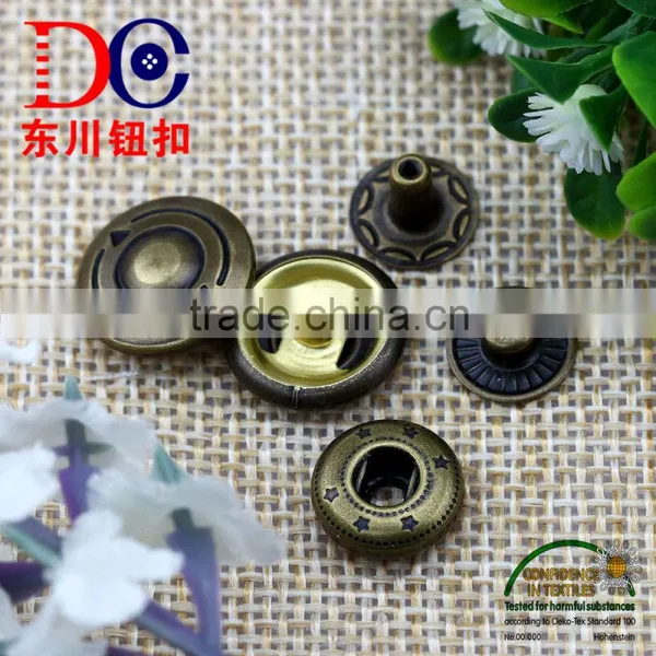 Fashion Antique Brass Plating Metal Button Four Parts Snap Button for Coat photo-4