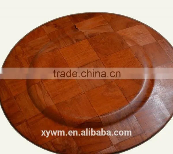 China Wholesale Red Wooden Woven Dessert Plate photo-3