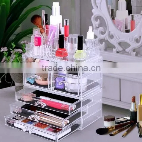 Cosmetic/makeup Organizer Jewelry Chest Bathroom Storage Case 3 Pieces photo-2