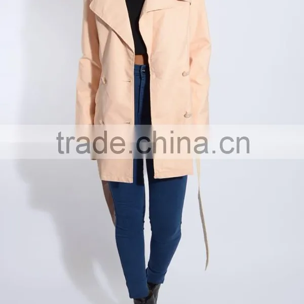 High Quality Belt Waist New Model Design Wind Coat photo-2