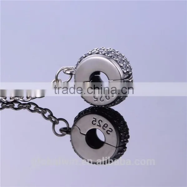 Cheap Safety Chain 925 Silver Round Clasp Pave Stones New Jewelry for Woman Bracelet S925 Logo Gemstone Silver Jewelry A008 photo-2