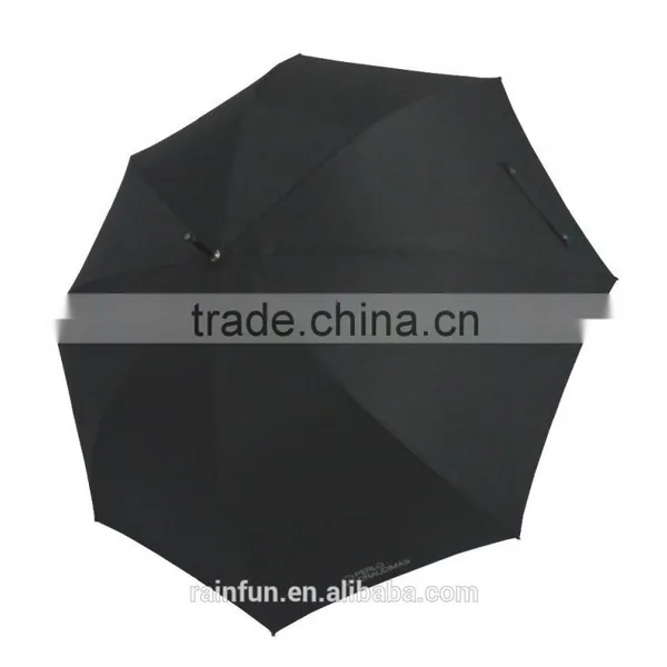 Black Pongee Automatic Open Long Umbrella photo-2
