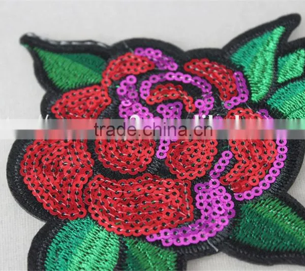 Good Looking 12*13cm Sexy Red Flower Pattern Diamond Patch Sequin Embroidery Applique for Dancer photo-4