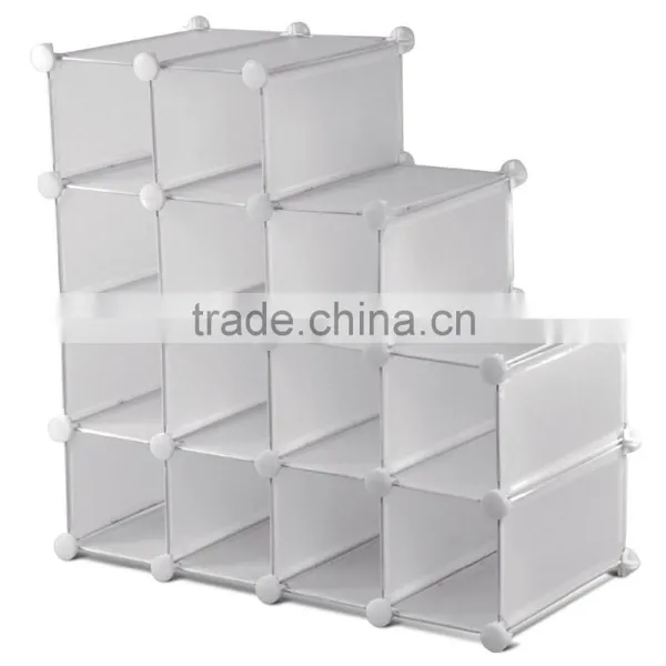 PP Shelf Storage With Doors Shoe Rack Organizer Shelving System Plastic White photo-2