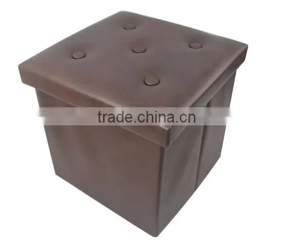 Store More Leather Folding Storage Stool With Buttons photo-2