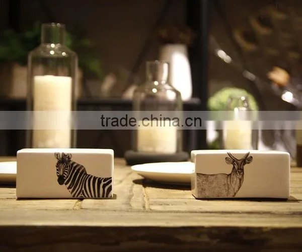 High Quality Zebra and Beer Rectangle Ceramic Candle Holder photo-2