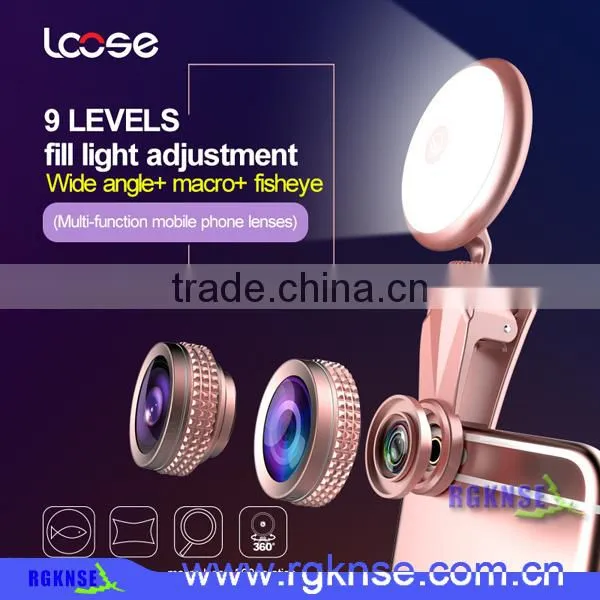 Wholesale Beauty RK19 Selfie Ring Light Mobile Phone 2 in 1 Fisheyes Lens Led Fill Light photo-3