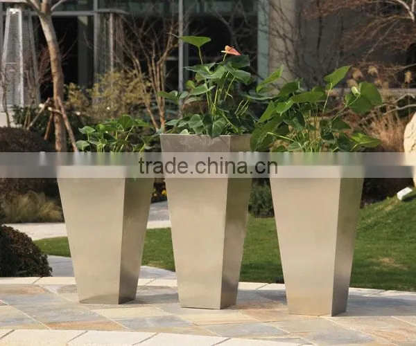 FO-9010 Tapered Square Stainless Steel Plant Pots photo-4
