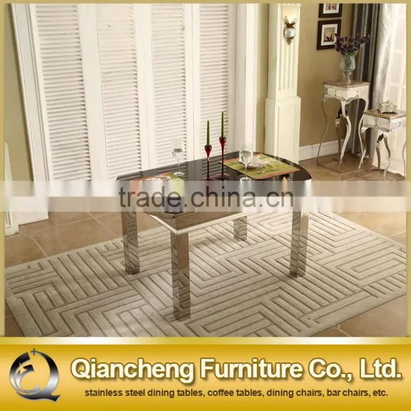 Glass Top Stainless Steel Legs Extendable Dining Table photo-5