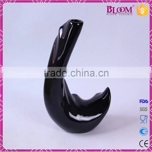 Antique Glazed Ceramic Black Decoration Vase photo-3