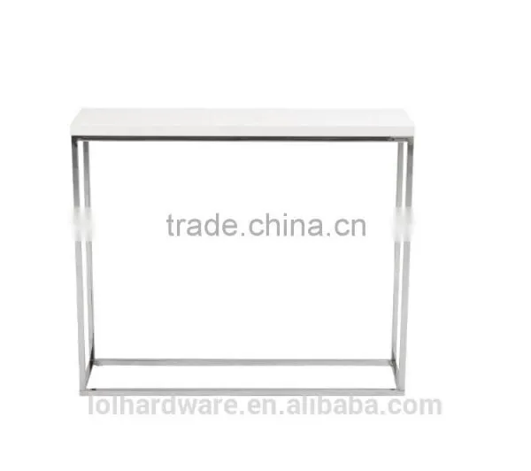 Euro Style Stainless Steel Base Console Table, White Lacquer Top photo-2