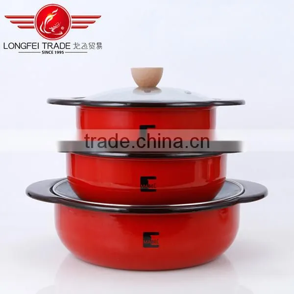 2016 Glass Lid Enamel Kitchenware Hot Pot Casserole Set for Sale photo-4