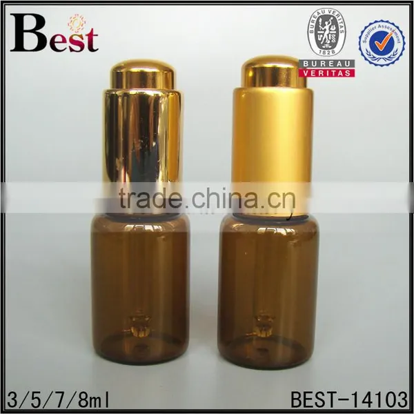 3 / 5 / 7 / 8 ml Hot Products Small Essential Oil Amber Glass Dropper Bottle Matte Gold Press Dropper Tube Glass Bottle photo-5