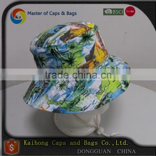 Fashion Bucket Hat With Heat Transfer Printed and String photo-2