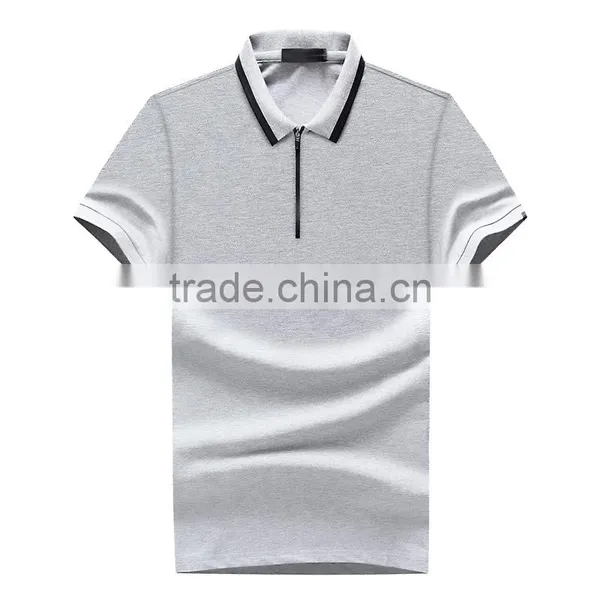 Custom Made Button Less Zipper Collar Polo Shirt