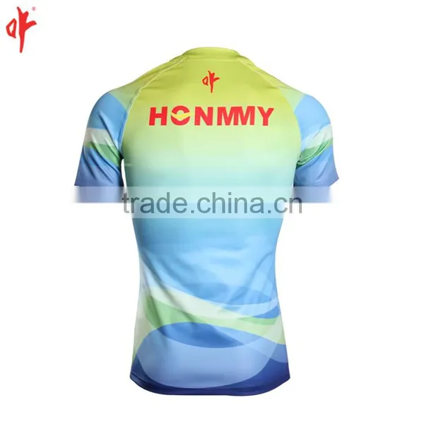 Full Sublimation Uniforms,Rugby t Shirt,Plain Sky Blue Jersey Football photo-3