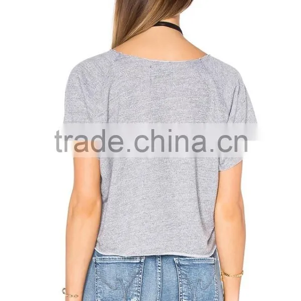 Best Selling Ladies Cut off Mini Raglan Sweatshirt Custom photo-3