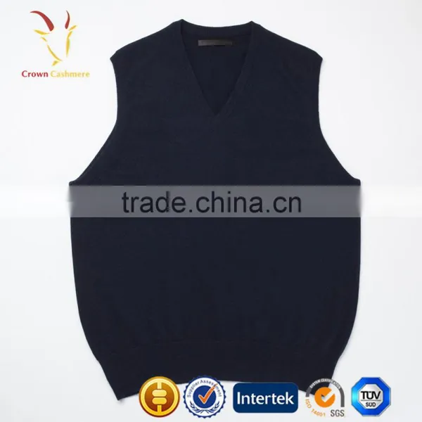 Sleeveless Plain V Neck Men Pullover Sweater photo-4
