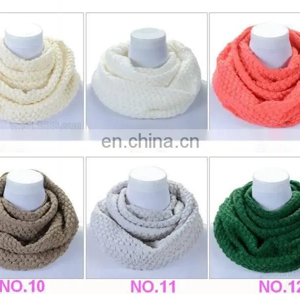 Fashion Ladies Wool Knitting Scarves Women's Neckerchiefs With Pure Color photo-3