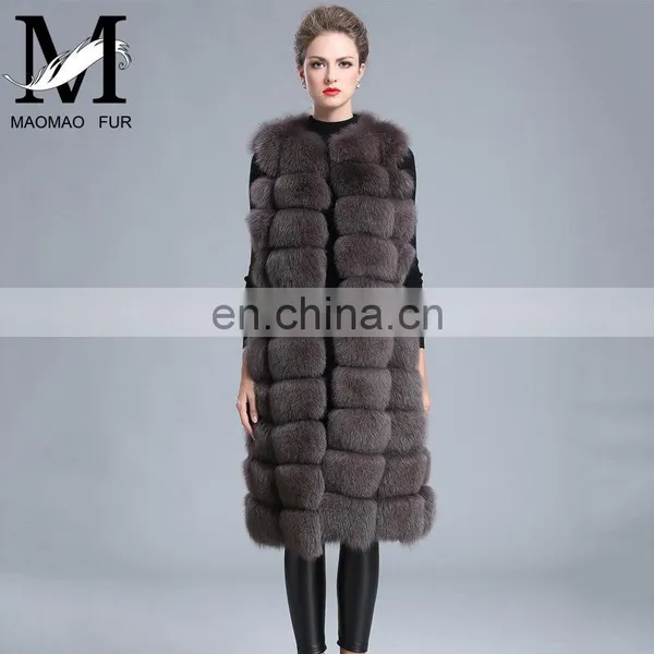 2016 Fashion Genuine Real Fox Fur Vest Women's Long Fox Fur Vests photo-5
