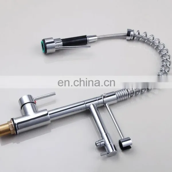 Mixed Brass LED Light Pulling Out Faucet Water Tap For Kitchen photo-4
