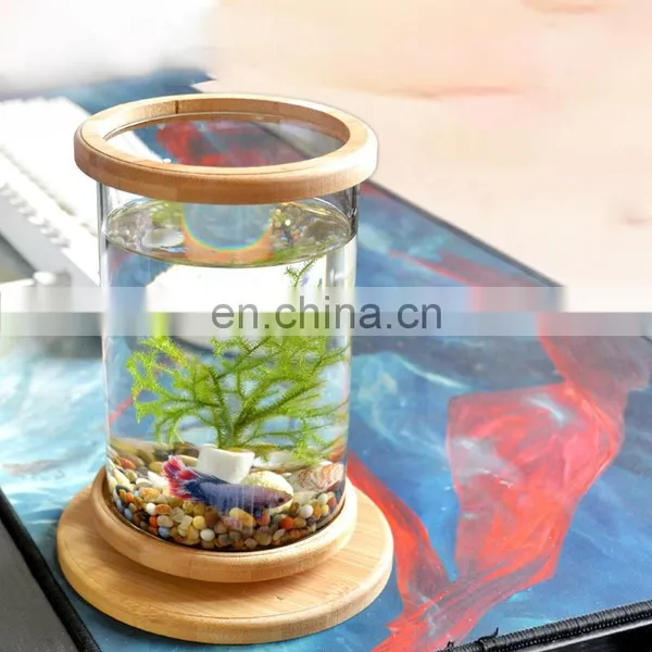 Desktop Eco Bottle Creative Office Tempered Glass Micro Landscape Tank Rotating Bedroom Fish Tank Fish Tank Mini Small photo-2