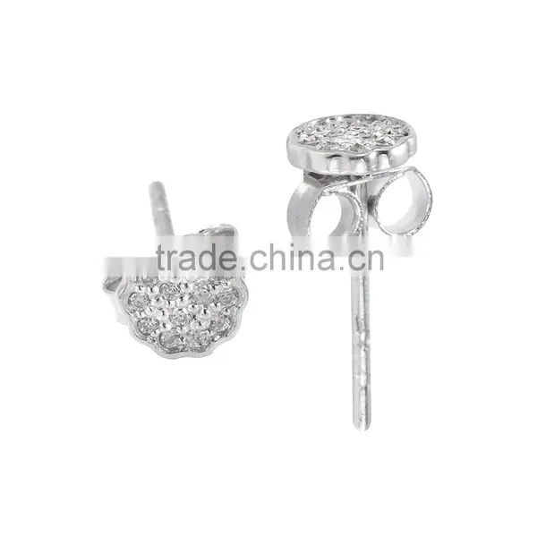 14K White Stud Gold Earring With Diamonds