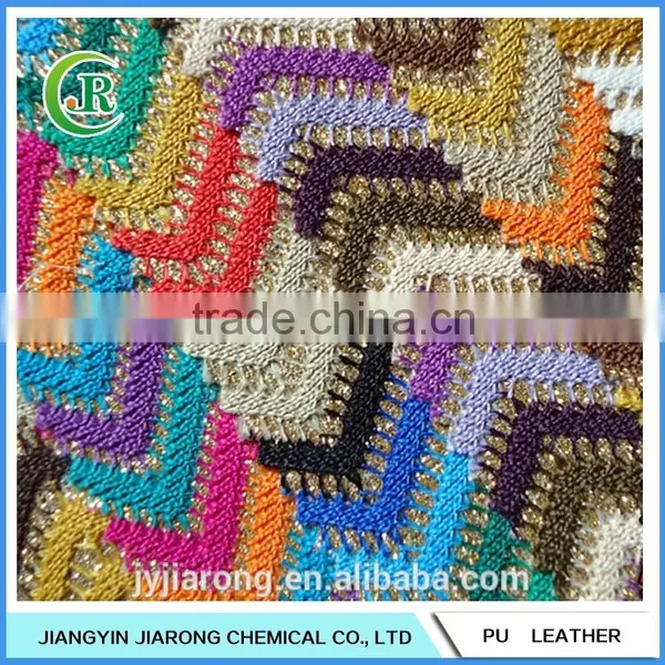 Wave Pattern Glitter PU Leather Fabric for Shoe photo-3