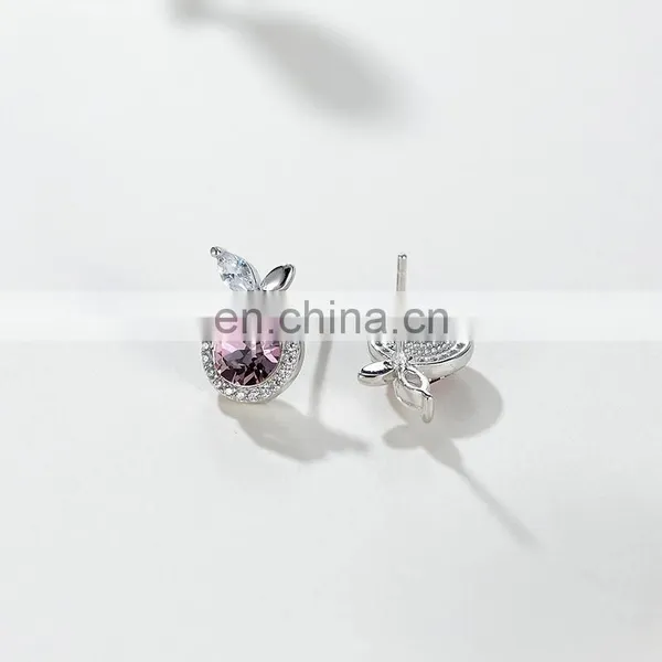 Creative Design S925 Yellow Cubic Zircon Orange Shaped Stud Earring Multi Color Crystal Gemstone Lemon Shape Drop Earring photo-2
