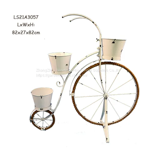 Antique Indoor and Outdoor Wrought Iron Bicycle Planter photo-3