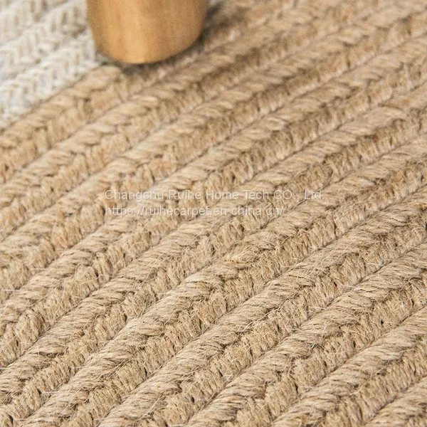 100% Natural Jute Braided Area Rug Hand Woven Carpet for Home Living Room photo-3
