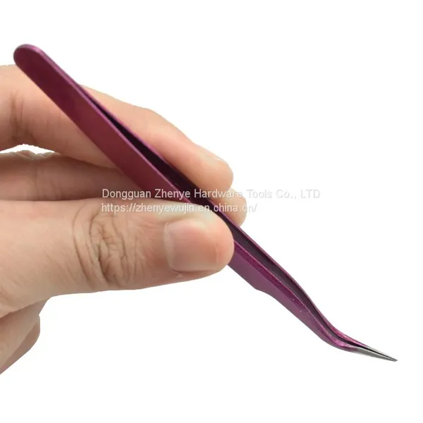 Professional Precise Eyelash Grafting Tweezers Planting Eyelash Clip Purple Straight Head Elbow Eyelash Clip Cute Eyelash Tool Sticker photo-3