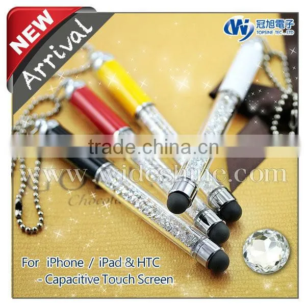 Jewelled Crystal Bling Pen With Ball Chain for Smartphone Promotional Cheap Gift Screen Touch Pen Promotional Mini Pen photo-2