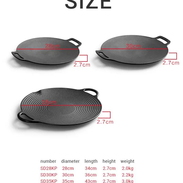 Korean BBQ Grill Pan, Nonstick Stovetop Grill Plate With Handles, Cast Iron Round Griddle Pan Indoor Outdoor Grilling 11.8in photo-2