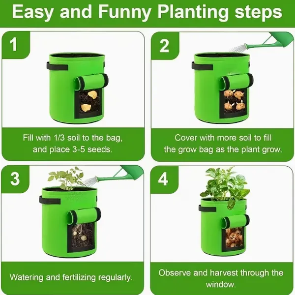 Premium Eco-friendly Nonwoven Fabric Potato Grow Bags With Reinforced Handles Large Capacity Garden Pots photo-3