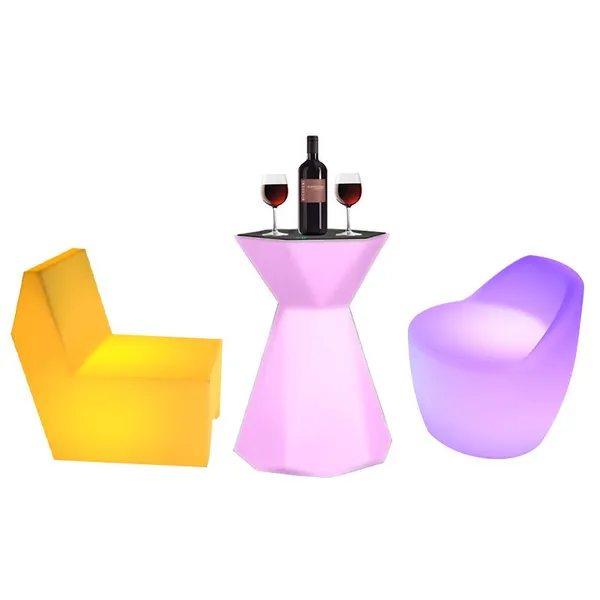 Waterproof Outdoor LED Lounge Sofa and Round Stools for Wedding Events Party Hotel and Living Room for Bar Sets Nightclubs
