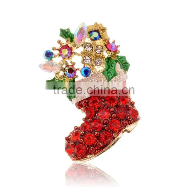 Popular Red Stones Christmas Shoes Brooch photo-2
