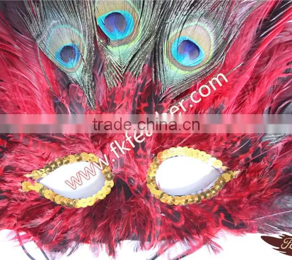Wholesale Cheap Female Mask Red Cock Feather And Peacock Decorations photo-4