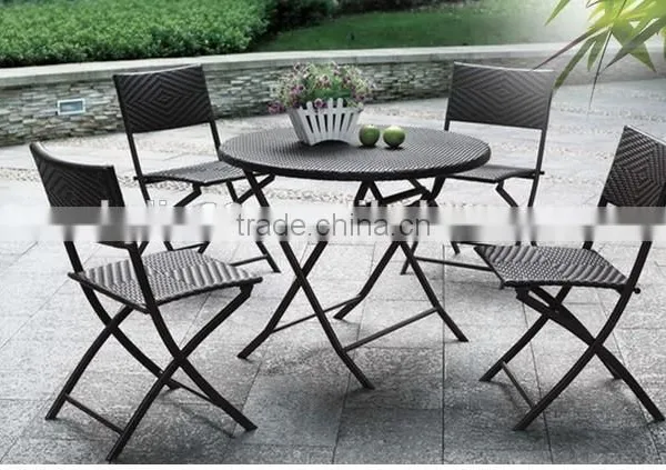 Portable Plastic Folding Table With Rattan Design photo-3